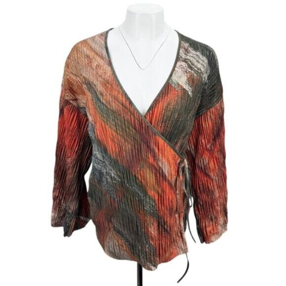 Zara Pleated Printed Kimono Wrap Small - Picture 5 of 8